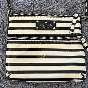 Kate Spade Black & Cream Stripe Crossbody